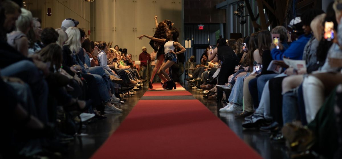 The Kat Walk models walk in the Denim Day Fashion show in the Doudna Fine Arts Center Wednesday, April 24.