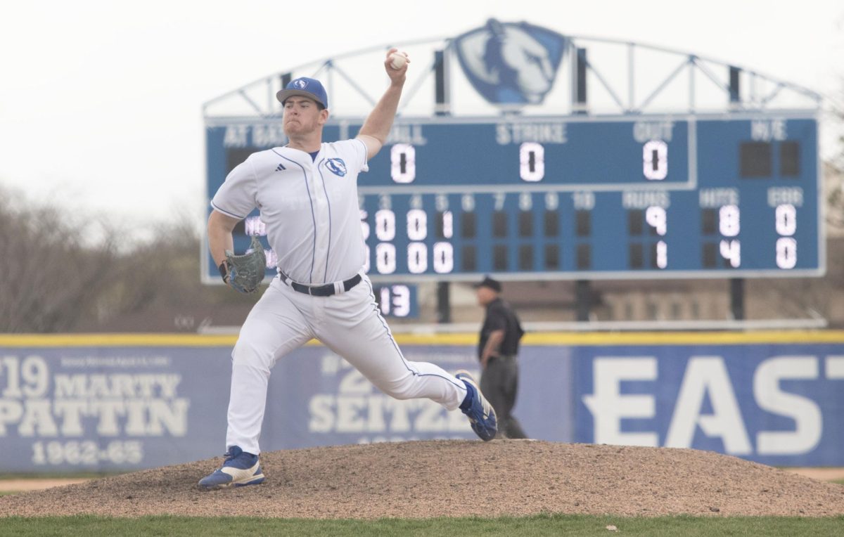 Left-handed pitcher sophomore Jack Potteiger pitching during the Eastern Illinois University panthers against Northern Illinois University Huskies,