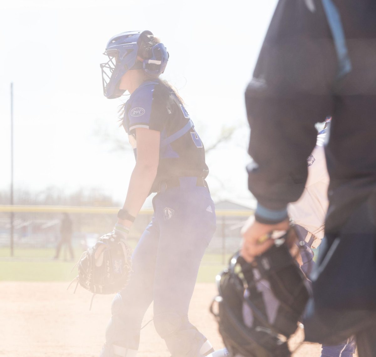 Catcher Sophomore, Avary Makarewicz, about to get a tag out on Tennessee  state University. 