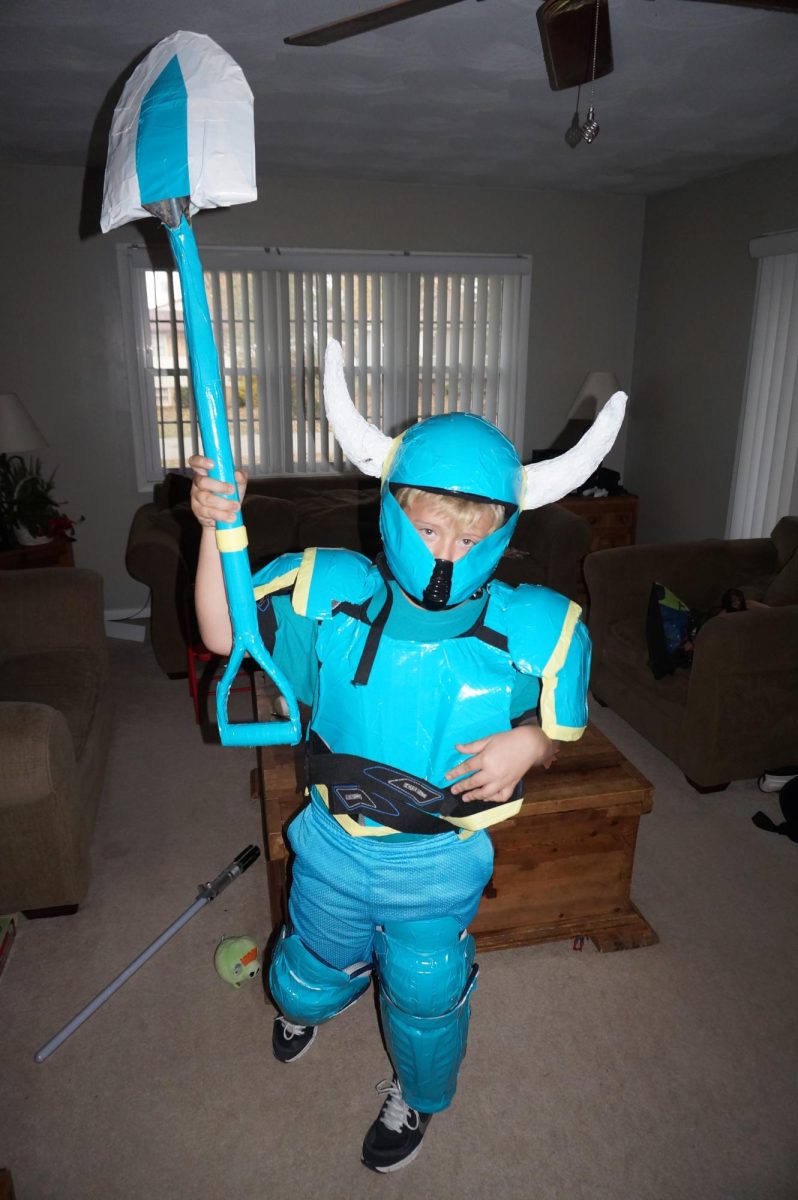 Emerson Reynolds, age 8, dresses as Shovel Knight for Halloween. 
