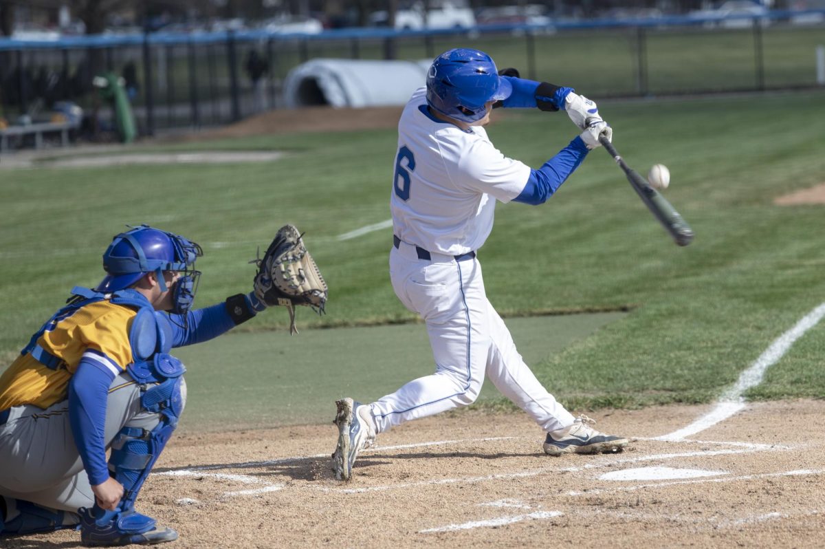 Eastern Illinois University Panther baseball infielder graduate student Brett Stanley bats against Morehead State Friday at Frost Field at Coaches Stadium