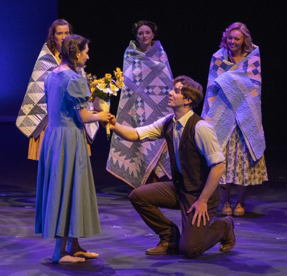 Bri Olshawsky’s character Alice gets proposed to by Mitch Cox’s character, Jimmy Ray in the play Bright Star. Bright Star occurred from Friday, Feb. 27, 2026 until Sunday, March 8, 2026 in Doudna Fine Arts Center.