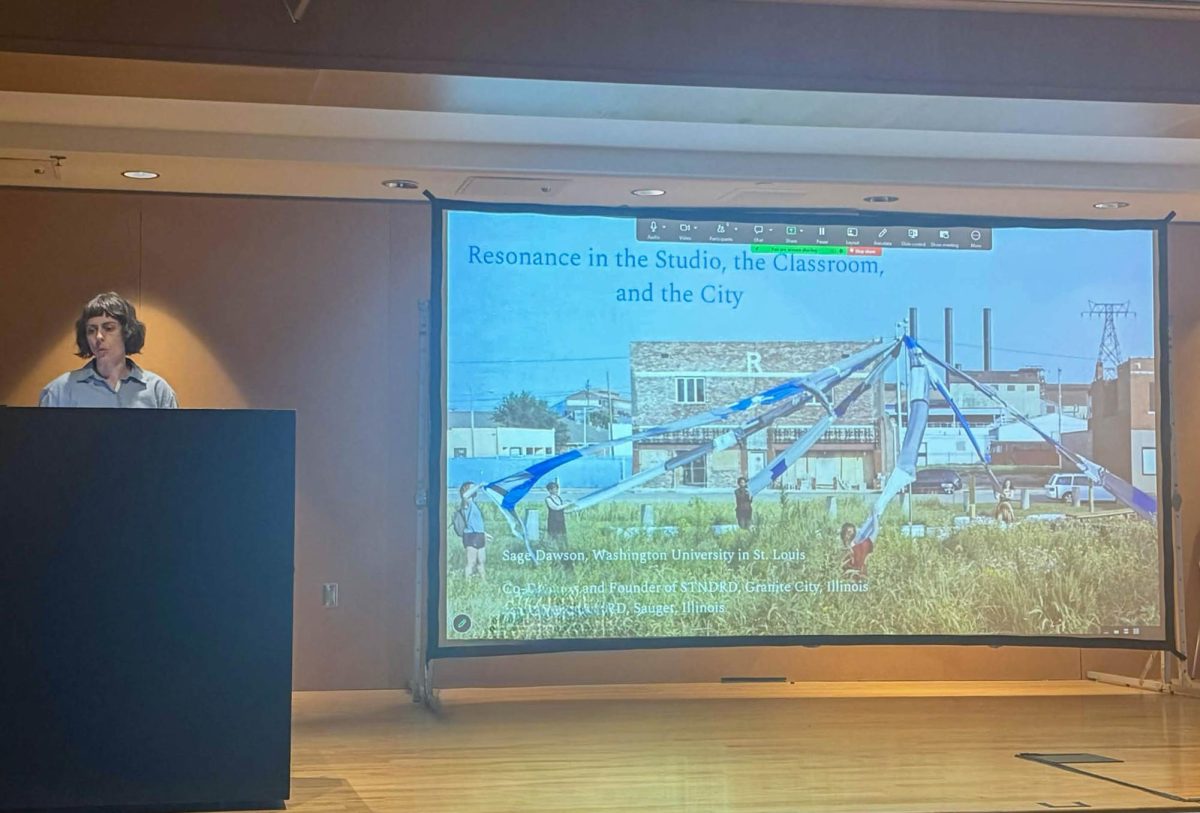 The Mid-American College Art Association conference was held at The Doudna Fine Arts Center featuring keynote speaker Sage Dawson. This talk covered the art exhibition recap, her own agencies and her artistic background on Thursday. 