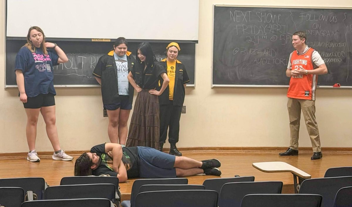 Lunchbox Voodoo, a comedy organization, held one of its final sketch comedy shows in the Coleman Auditorium on April 3. Lunchbox will be disbanding at the end of the semester, as no one applied for the club’s executive board next year.