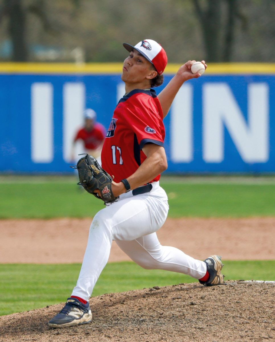 Southern Indiana junior pitcher Ryan Weller pitches the ball during the Frost Field Dedication Game at Frost Field at Coaches Stadium, where EIU baseball won 3-1.  