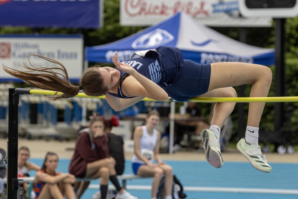 Lake Park junior Olivia Stranz high jumps at O'Brien Field on Eastern Illinois University's campus in Charleston on Saturday.