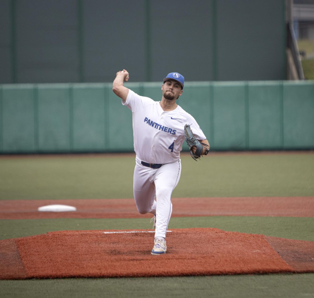 Eastern Illinois University junior right-handed pitcher and Ohio Valley Conference pitcher of the year Bryce Riggs delivers a pitch during Eastern’s 3-2 win over Southeast Missouri in the OVC tournament.