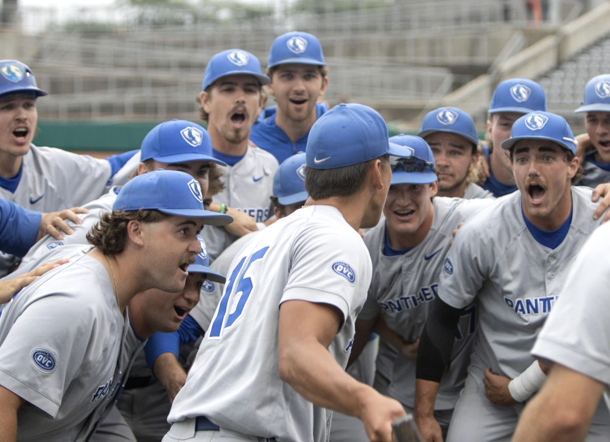 Eastern Illinois University baseball celebrates moving onto the championship game Eastern’s 3-2 win over Southern Illinois Edwardsville in the Ohio Valley Conference tournament.