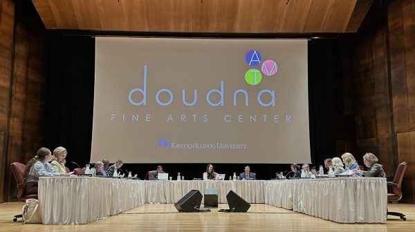 The Board of Trustees discussed topics ranging from the preliminary fiscal year 2027 budget to enrollment during their meeting on Thursday, June 11, 2026 in the Doudna Fine Arts Center's Dvorak Concert Hall at Eastern Illinois University in Charleston, Ill.