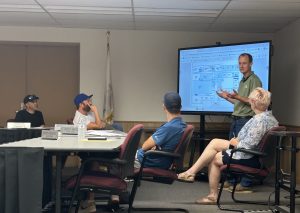 The Charleston CUSD 1 Board of Education reviewed a map of damaged areas at Charleston Middle School during their special meeting Wednesday night.